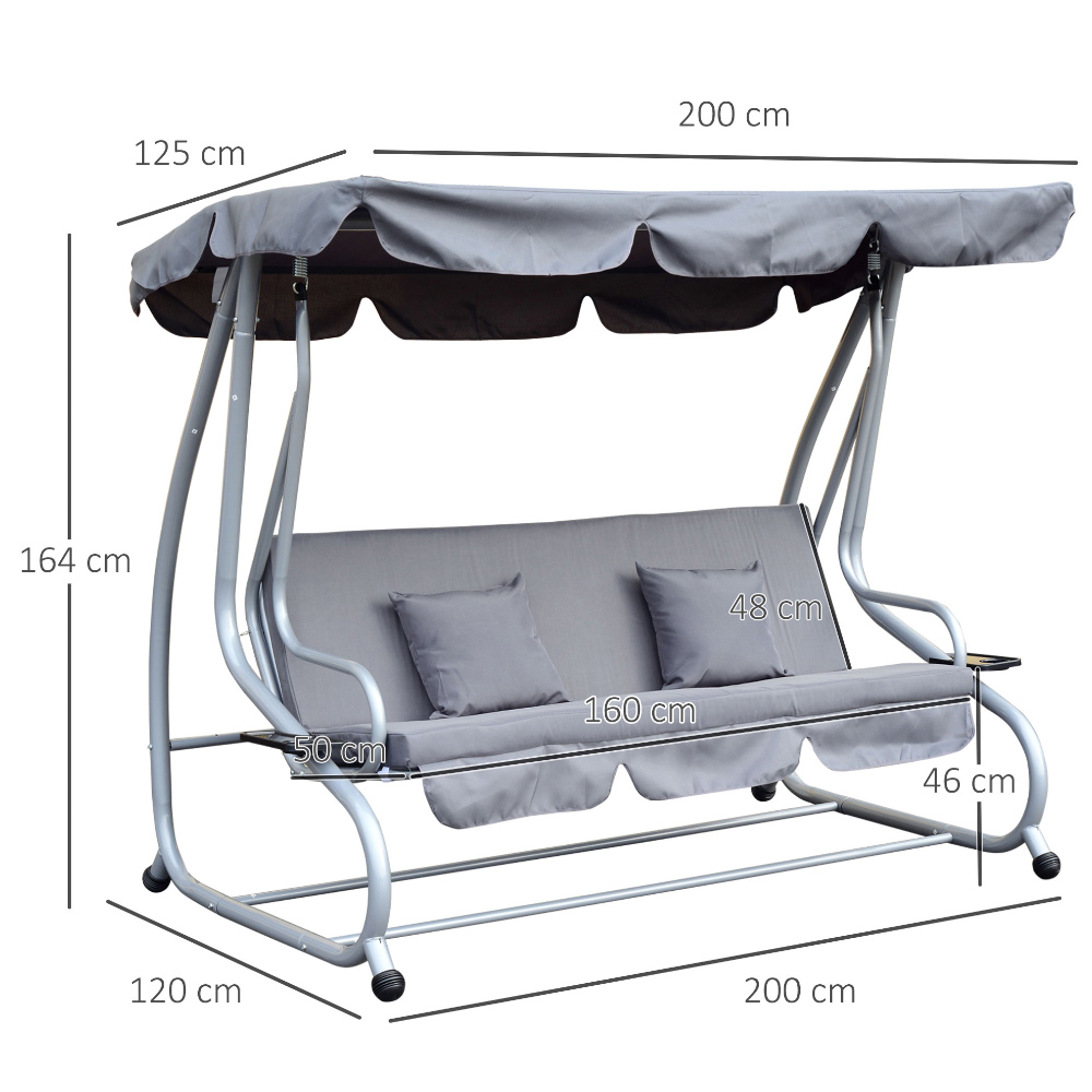 Outsunny 2 in 1 Grey Swing Seat and Hammock Bed Image 6