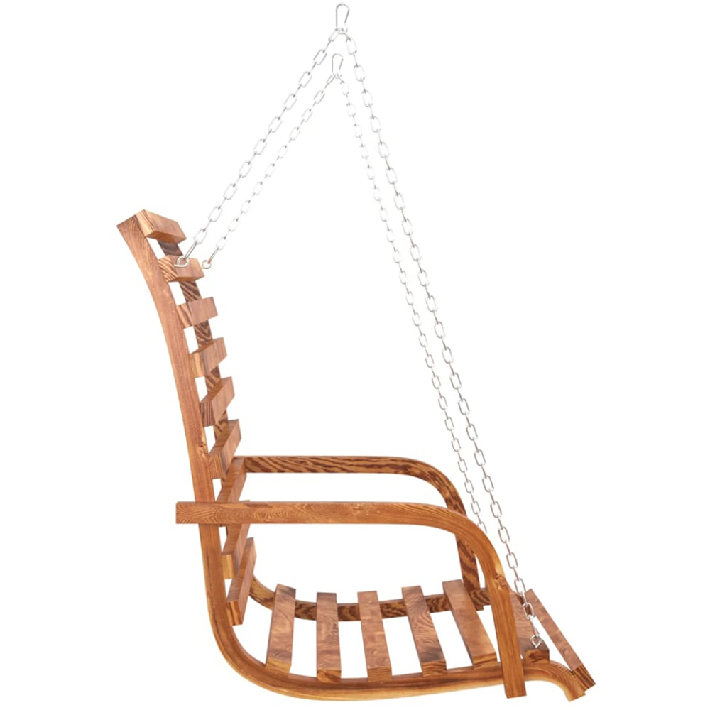 vidaXL Brown and Anthracite Solid Spruce Wood High Backrest Swing Bed with Canopy Image 4