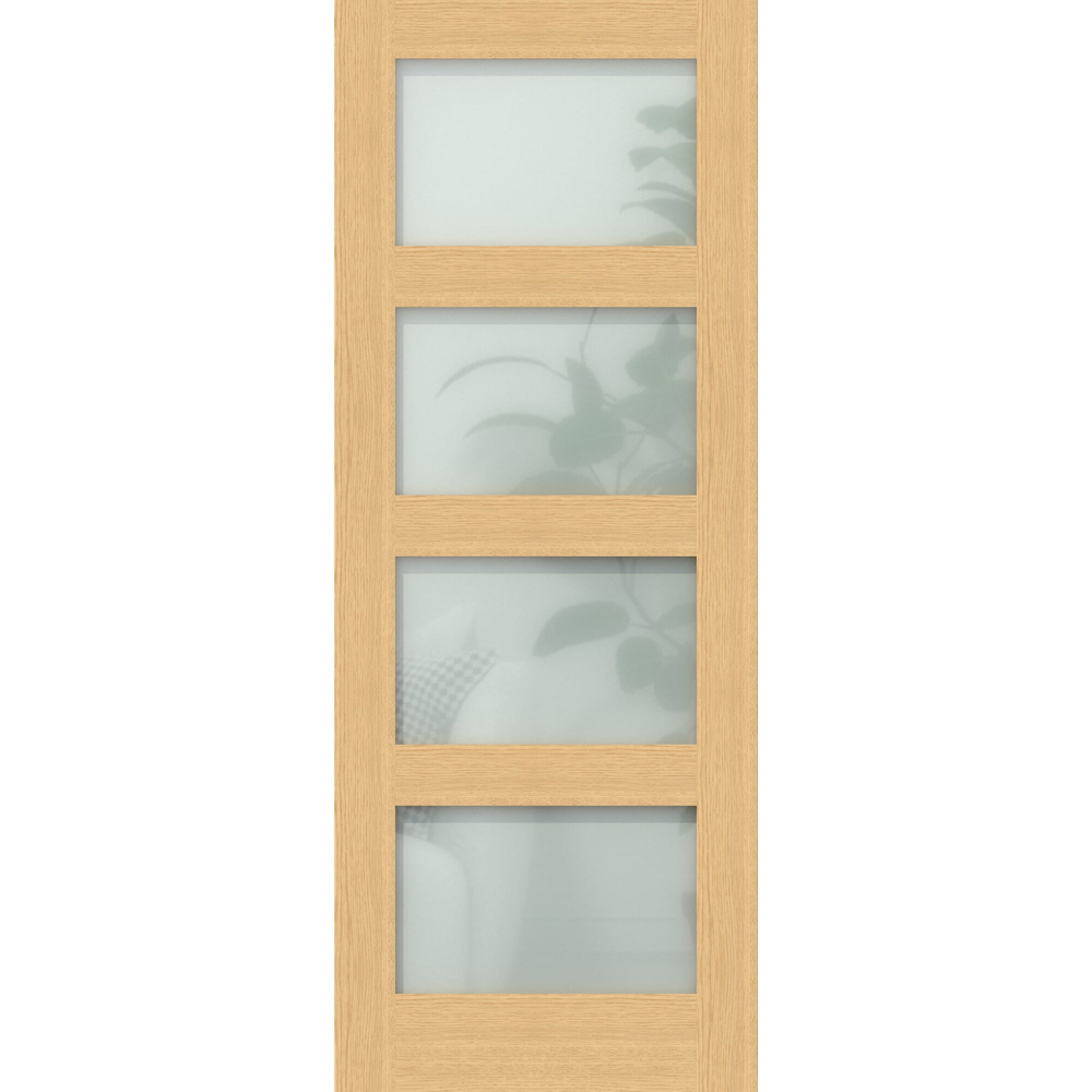Green & Taylor Oak Shaker 4 Lite Frosted Glass Prefinished Internal Door 1981 x 573mm Image