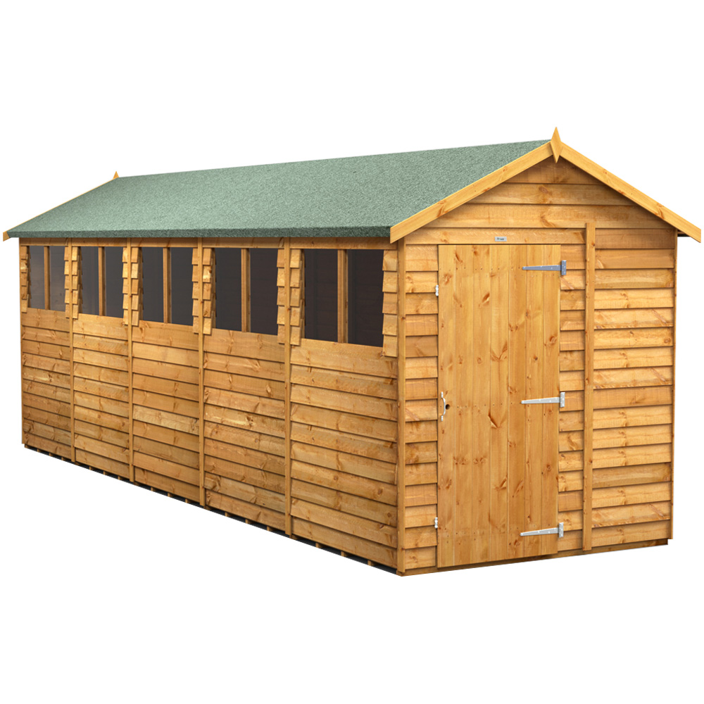 Power Sheds 20 x 6ft Overlap Apex Wooden Shed with Window Image 1