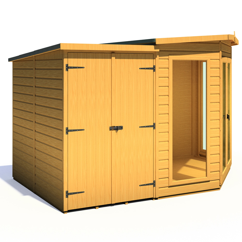 Shire Barclay 7 x 11ft Double Door Corner Summerhouse with Side Shed Image 3