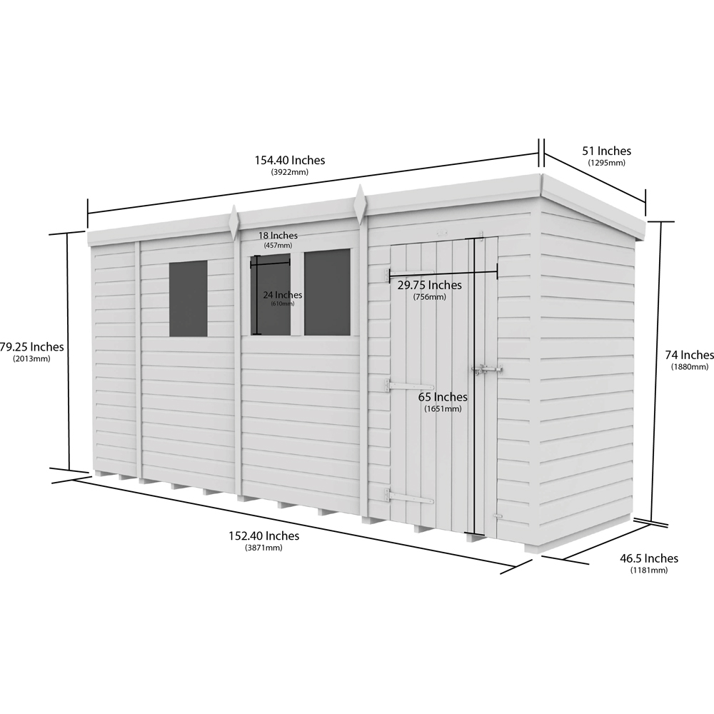 DIY Sheds 13 x 4ft Tongue and Groove Timber Pent Garden Shed Image 9