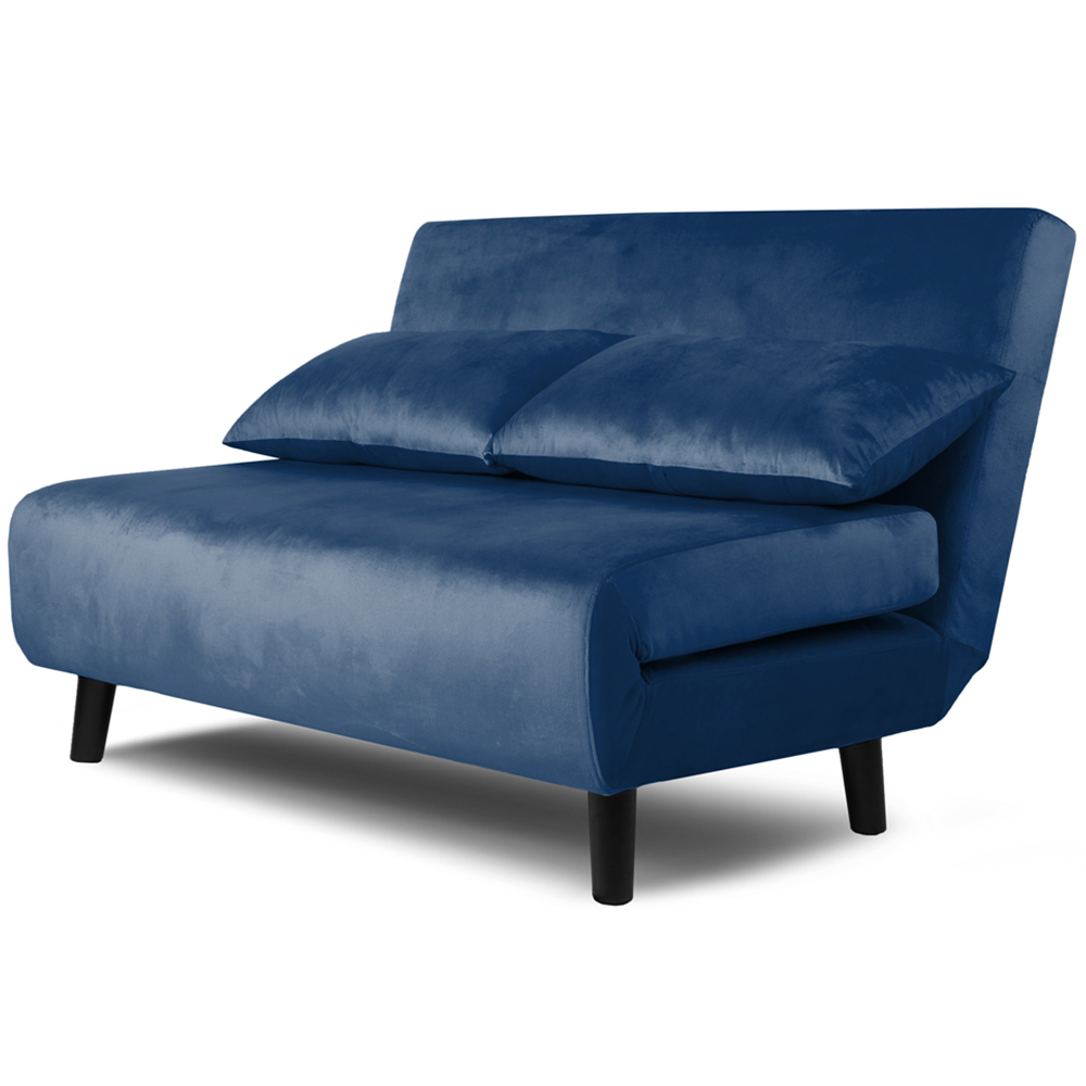 Aurora 2 Seater Blue Velvet Sofa Bed Image 2