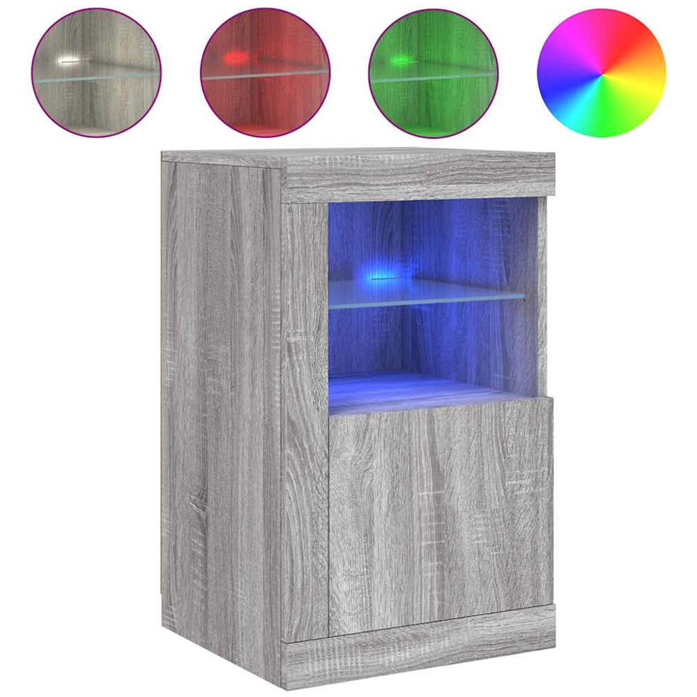 vidaXL Single Door 2 Shelf LED White Side Cabinet Image 5