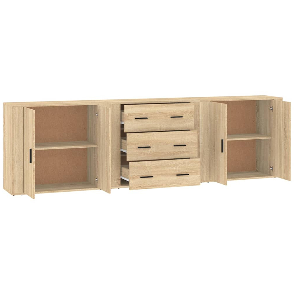 vidaXL 4 Door 3 Drawer Sonoma Oak Sideboard 3 Piece Image 4