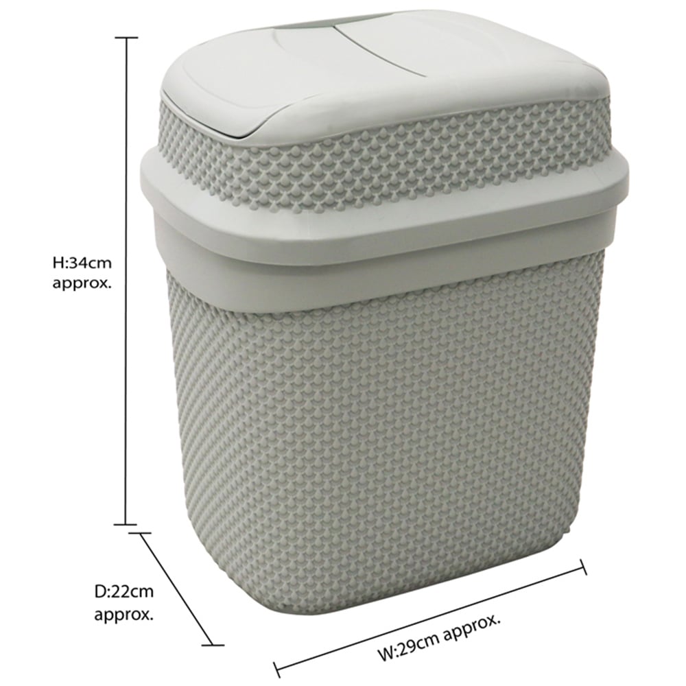 JVL Droplette 11L Ice Grey Push Top Bin Image 6