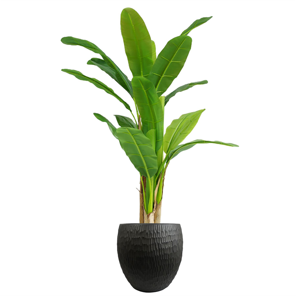 Leaf Inoke Grey Embossed Composite Planter 43cm Image 2