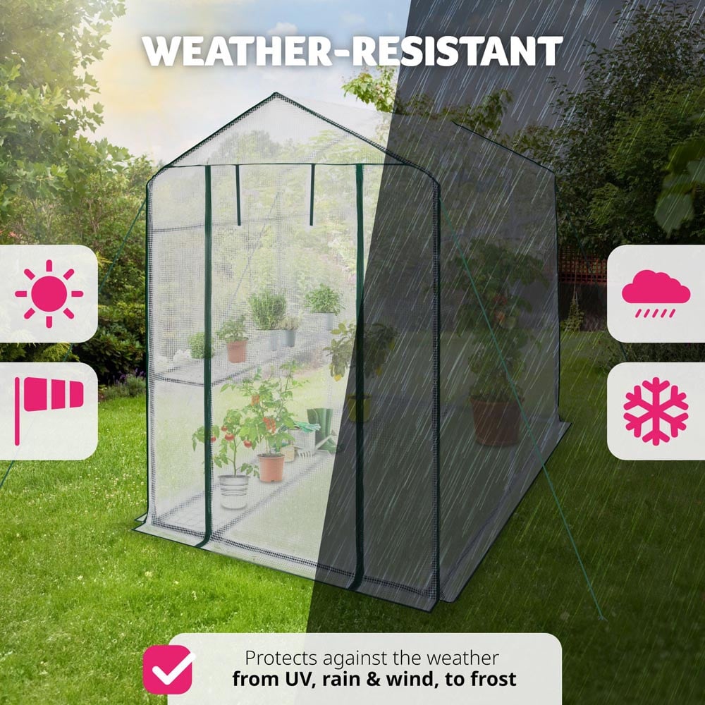 tectake 4 Shelf 3.9 x 6.1ft Greenhouse with Tarpaulin Cover Image 8