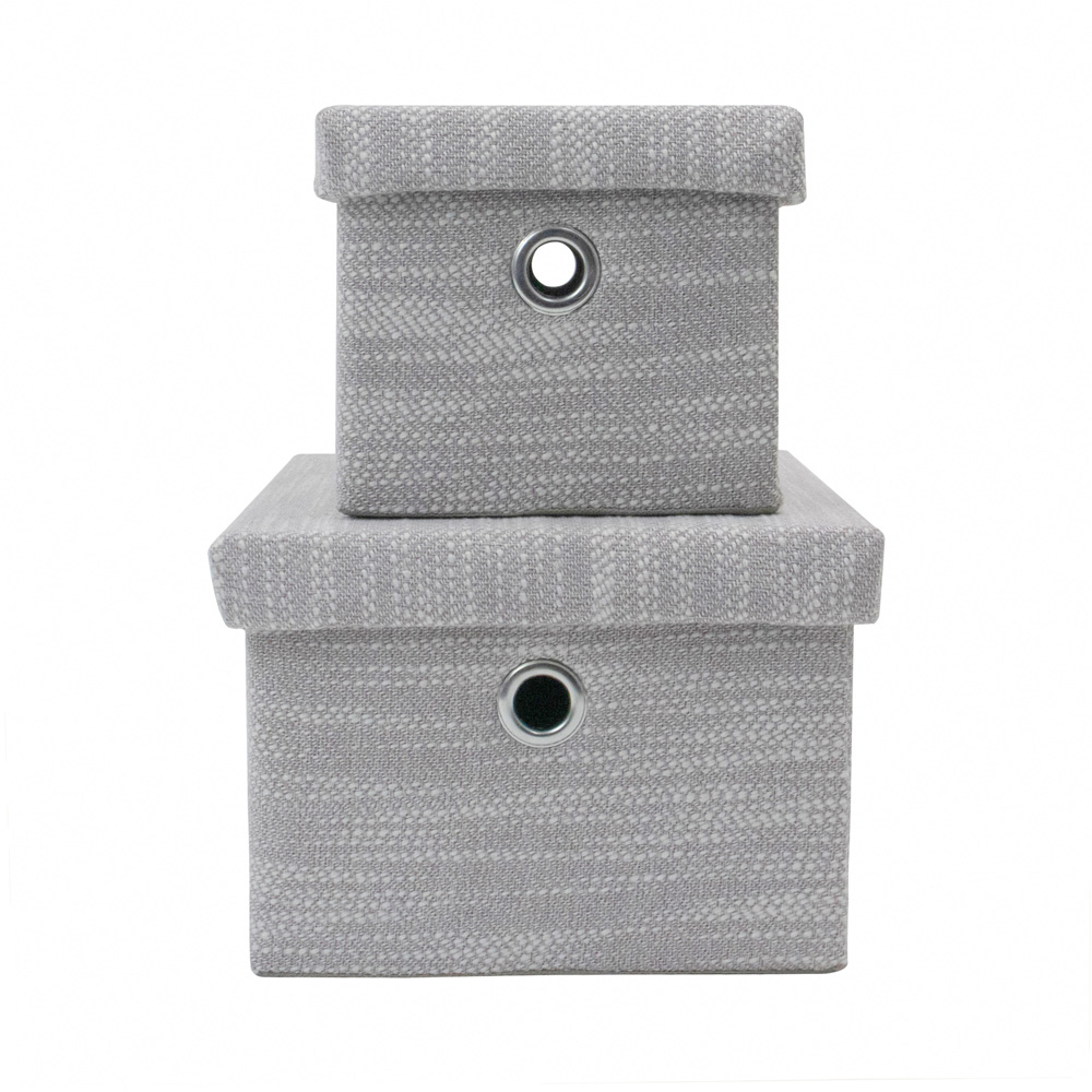 JVL Serena Light Grey Rectangular Storage Basket with Lid 2 Pack Image 4