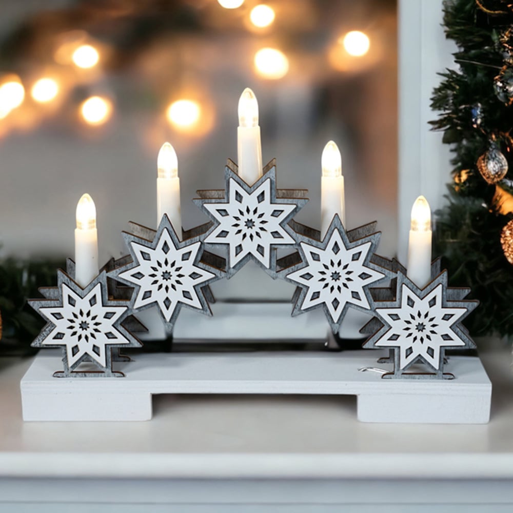 Xmas Haus Festive 8 Pointed Star Candle Light Effect Decoration Image 1