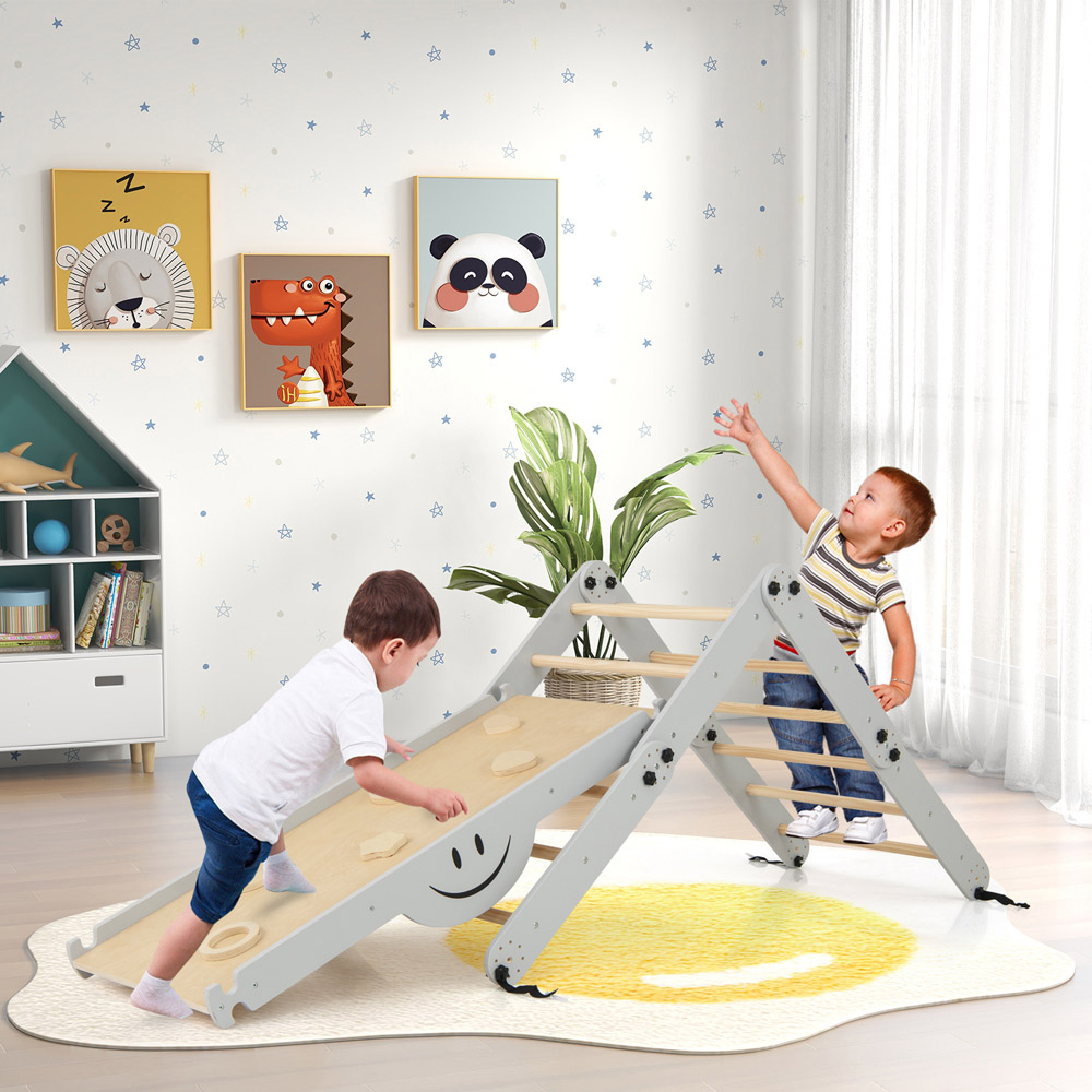 Costway Grey Montessori Foldable Climbing Set Image 2