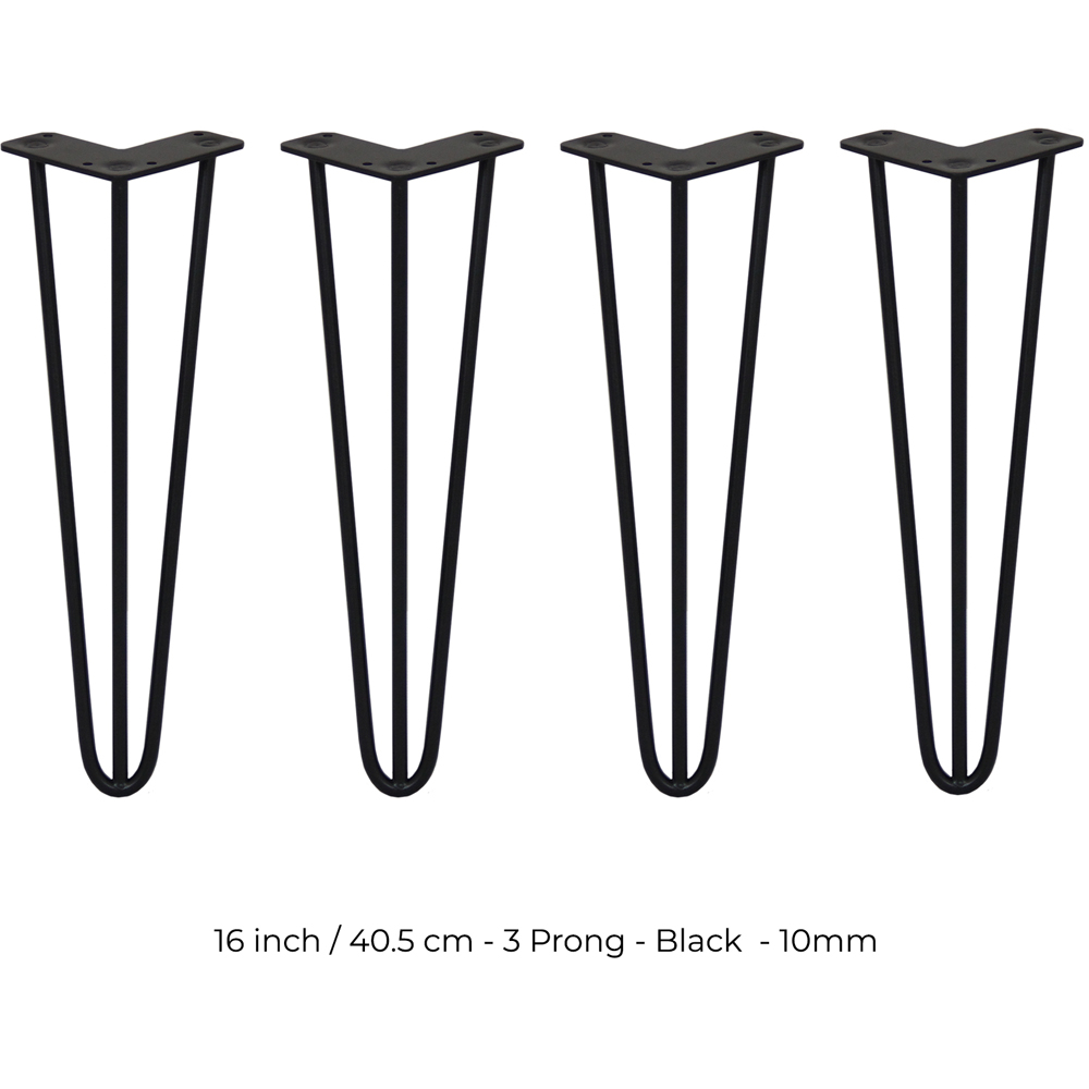 MonsterShop 3 Prong Black Hairpin Leg 406mm 4 Pack Image 5