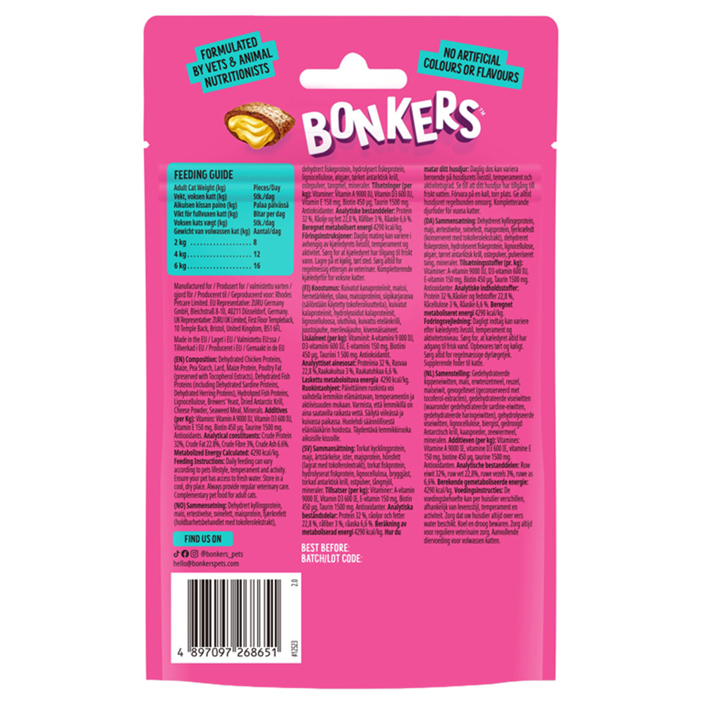 Bonkers Seafood Flavour Cat Treats 60g Wilko