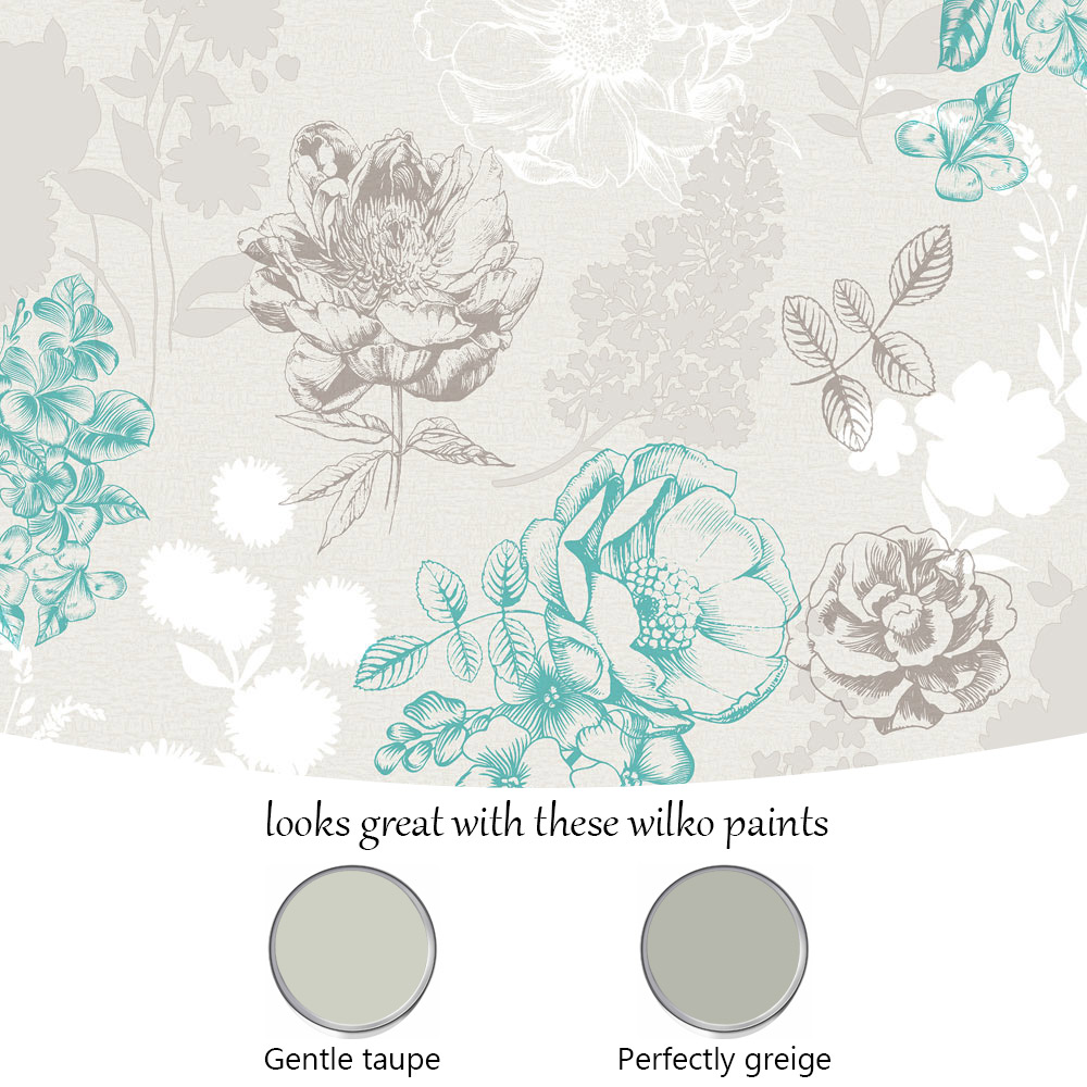 Muriva Mila Floral Chocolate and Teal Wallpaper Image 4