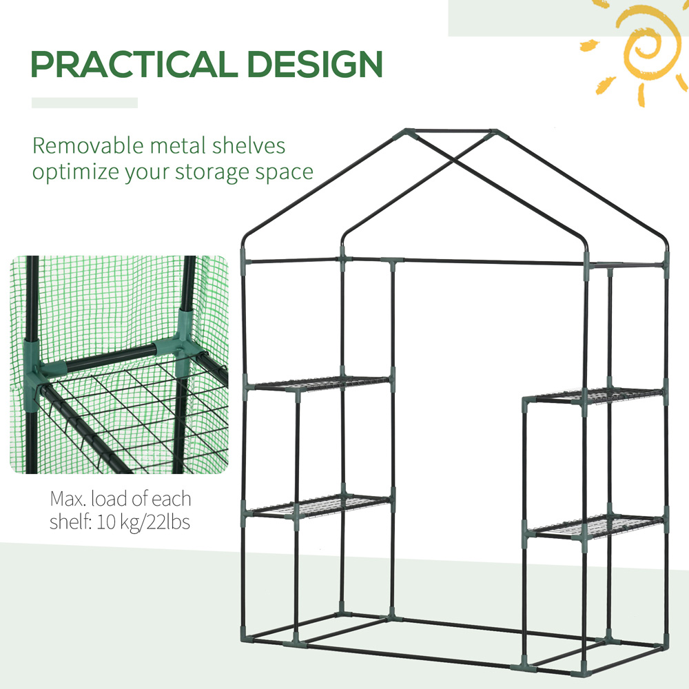 Outsunny Green 4.5 x 2.5ft Walk In Greenhouse Image 7