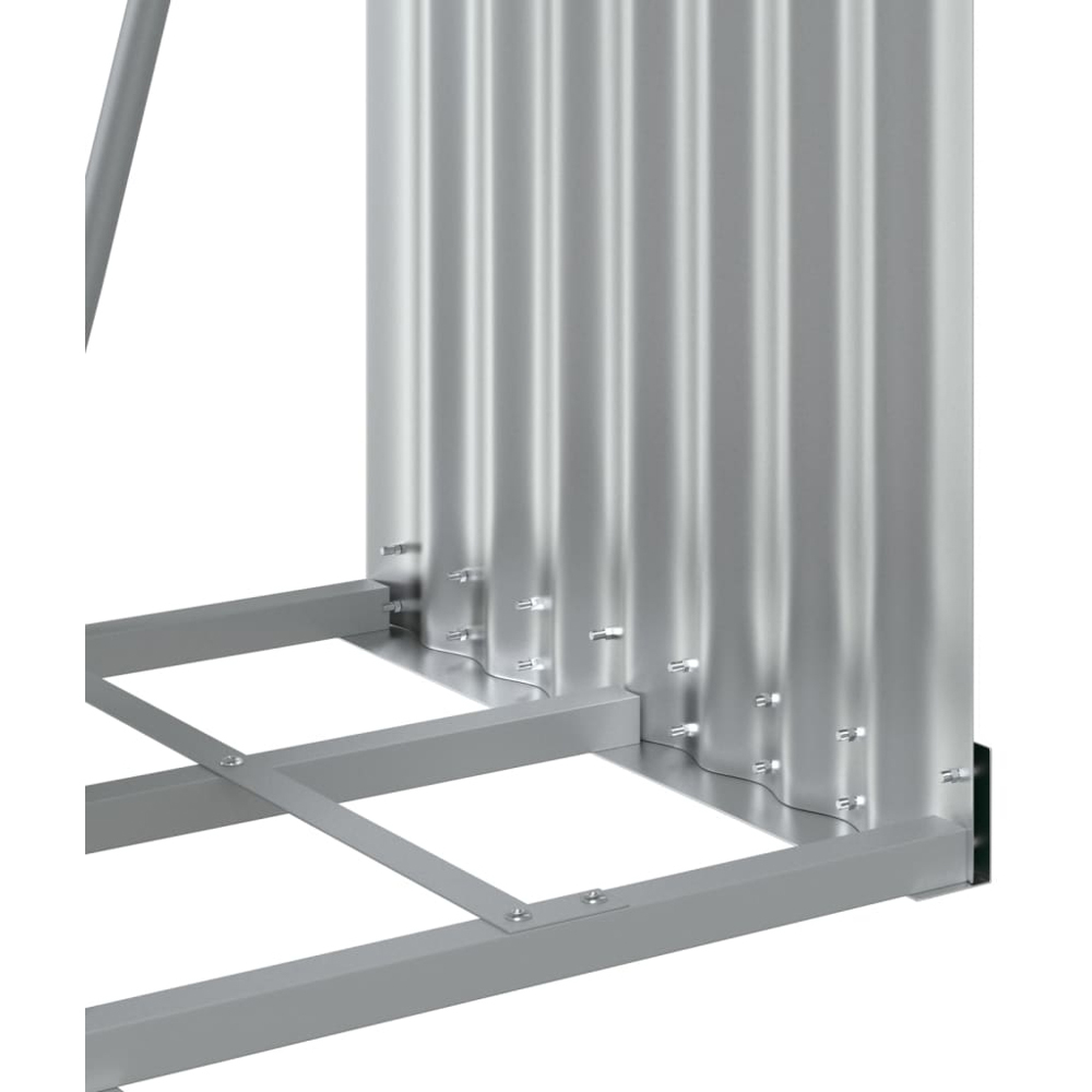vidaXL Silver Galvanised Steel Firewood Log Holder 100 x 40 x 45cm Image 5