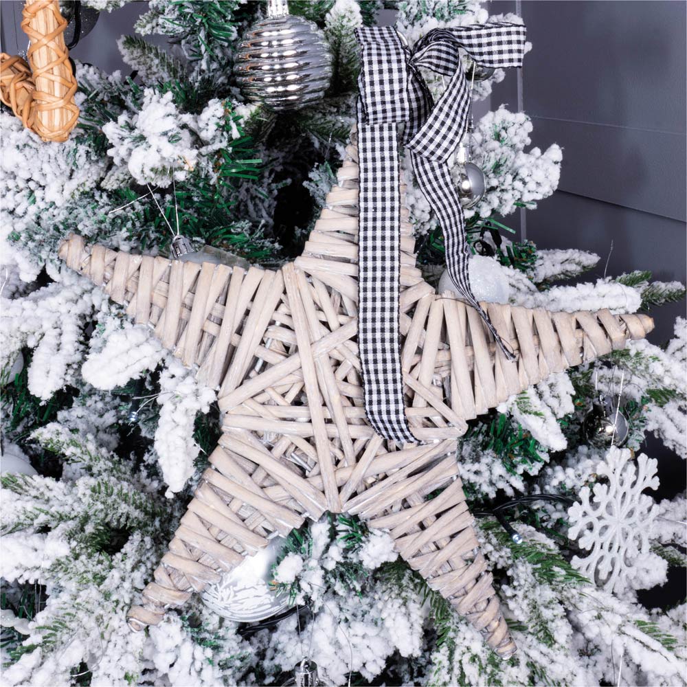 St Helens Grey Wicker Star Christmas Decoration Image 3