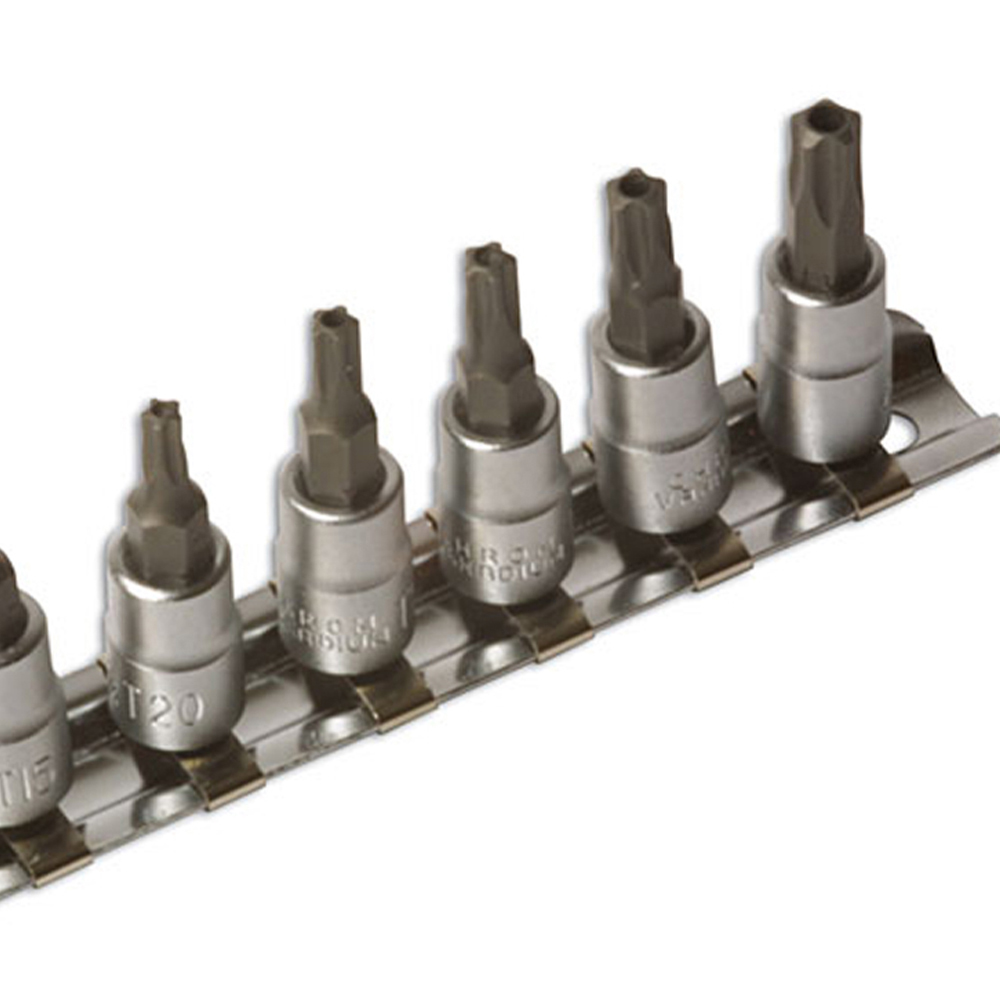 Laser 7 Piece 1/4 inch D Tamperproof 5 Sided Star Socket Bit Set Image 2