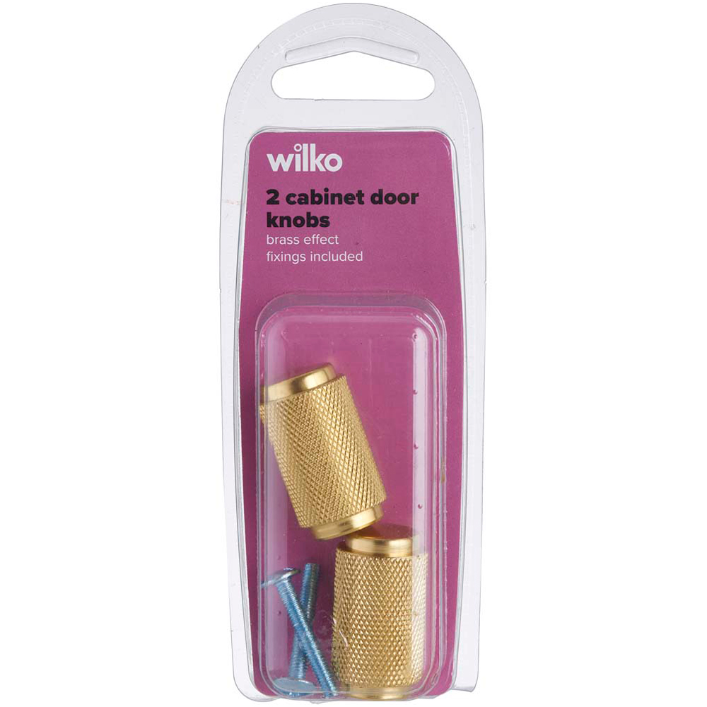 Wilko Lux Knurled Brass Cabinet Knobs 18mm AK011 4 Pack Image 1