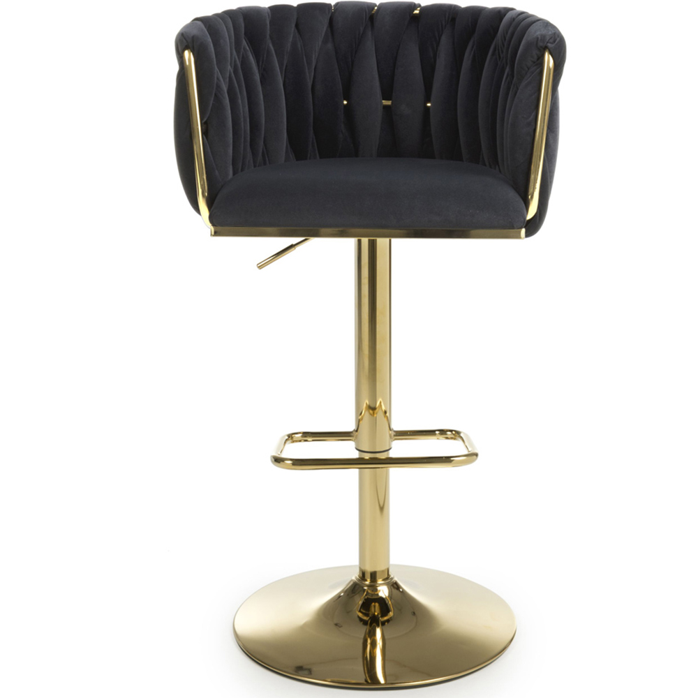 Shankar Bellaire Black Brushed Velvet Bar Stool Image 5