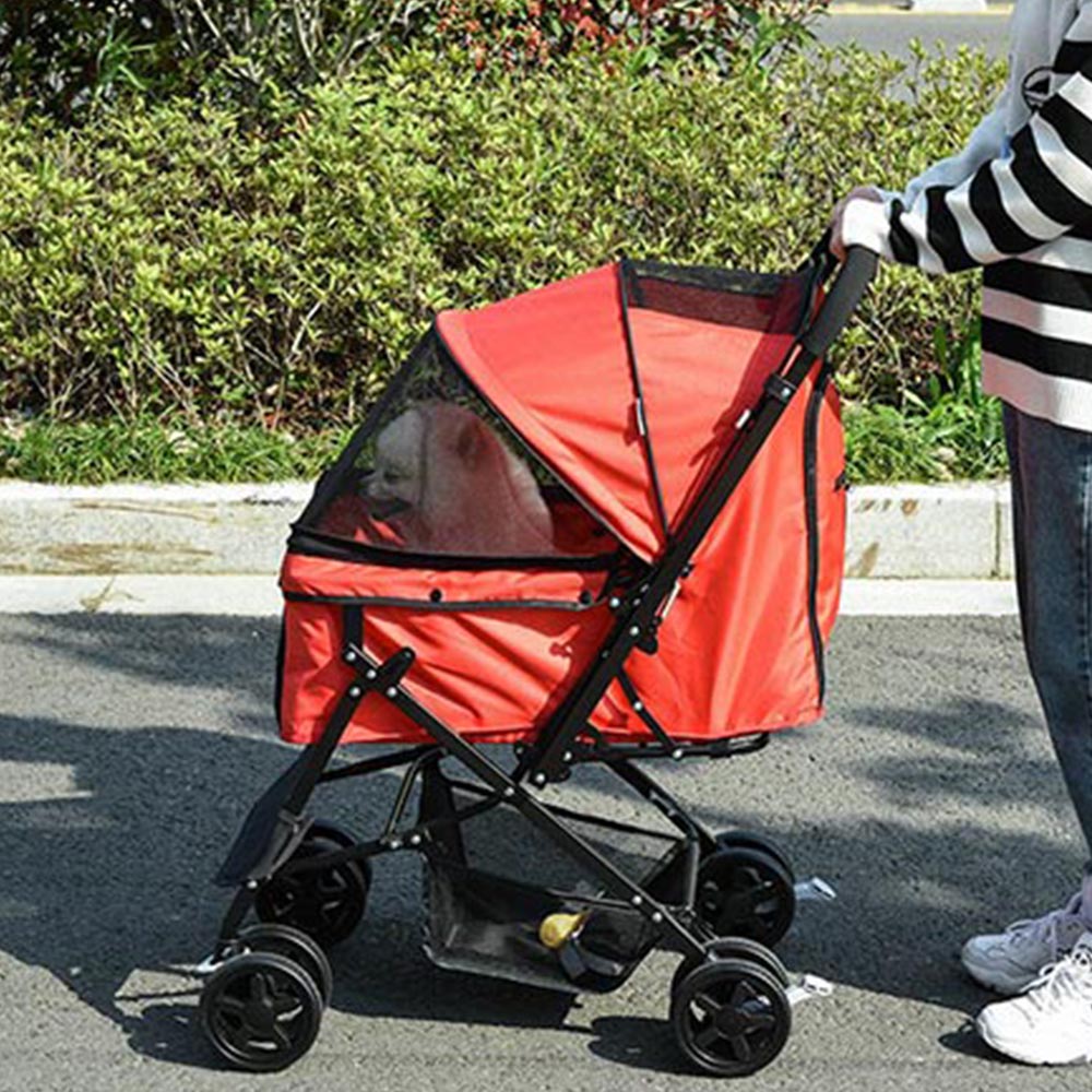 PawHut Reversible Pet Stroller Red Image 4