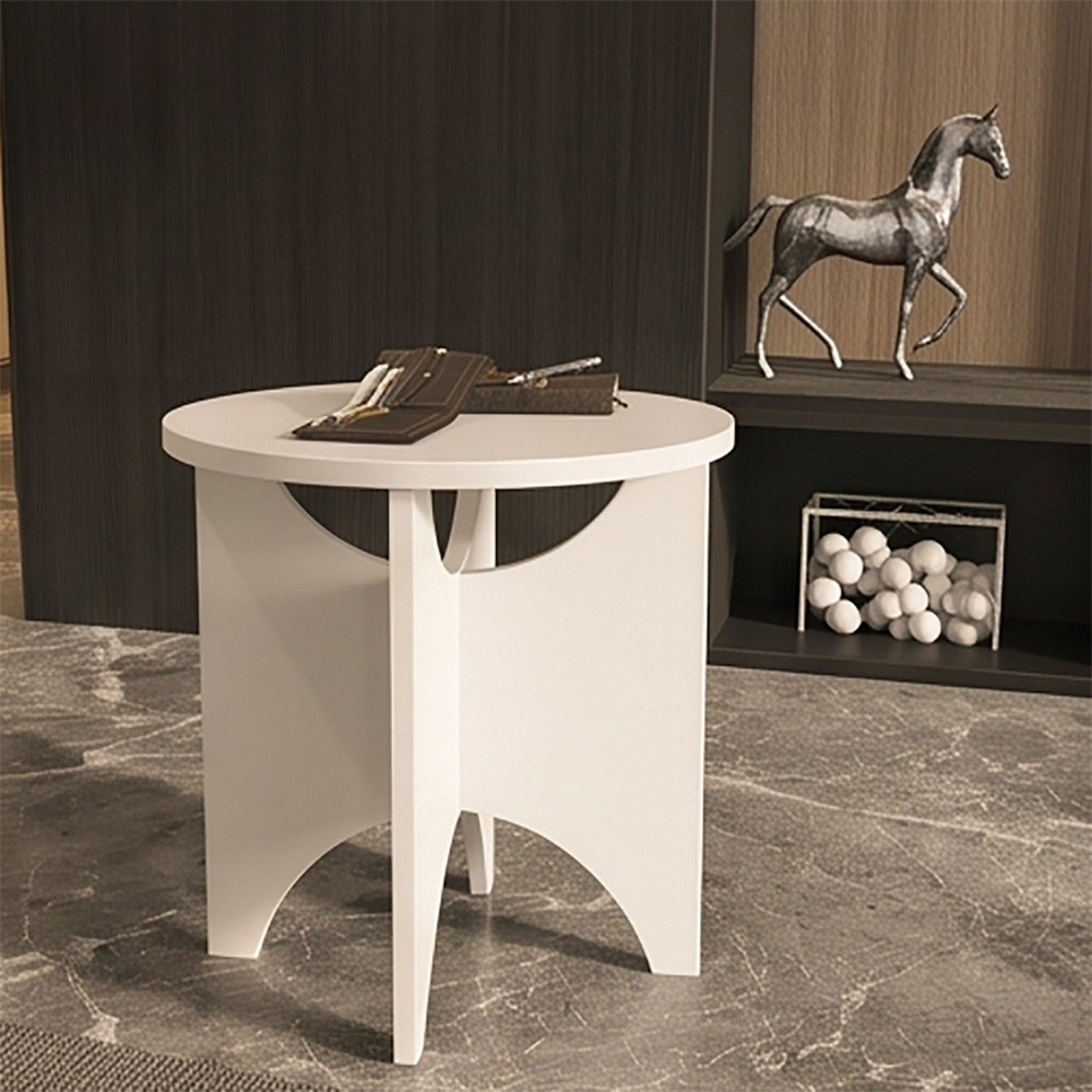Decorotika Merit White Round Side End Table Image 6