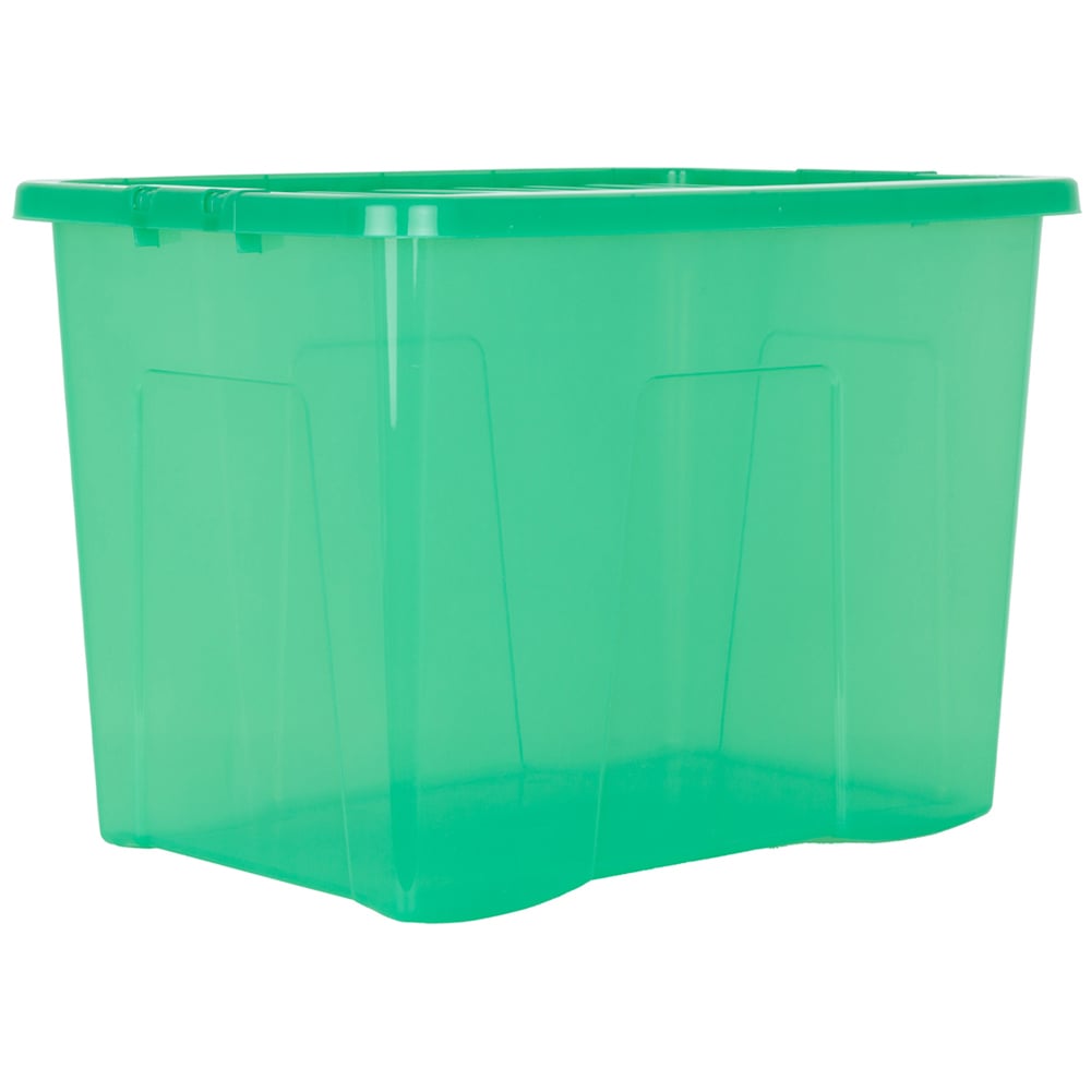 Wham Crystal 80L Clear Green Stackable Plastic Storage Box and Lid Pack 4 Image 3