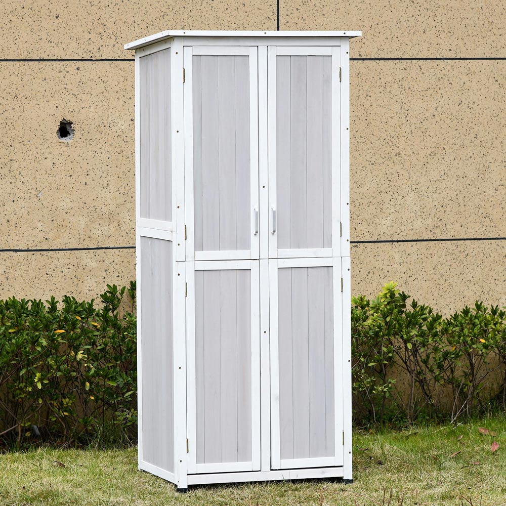 Outsunny 2.3 x 1.8ft Grey Double Door Storage Shed Image 2