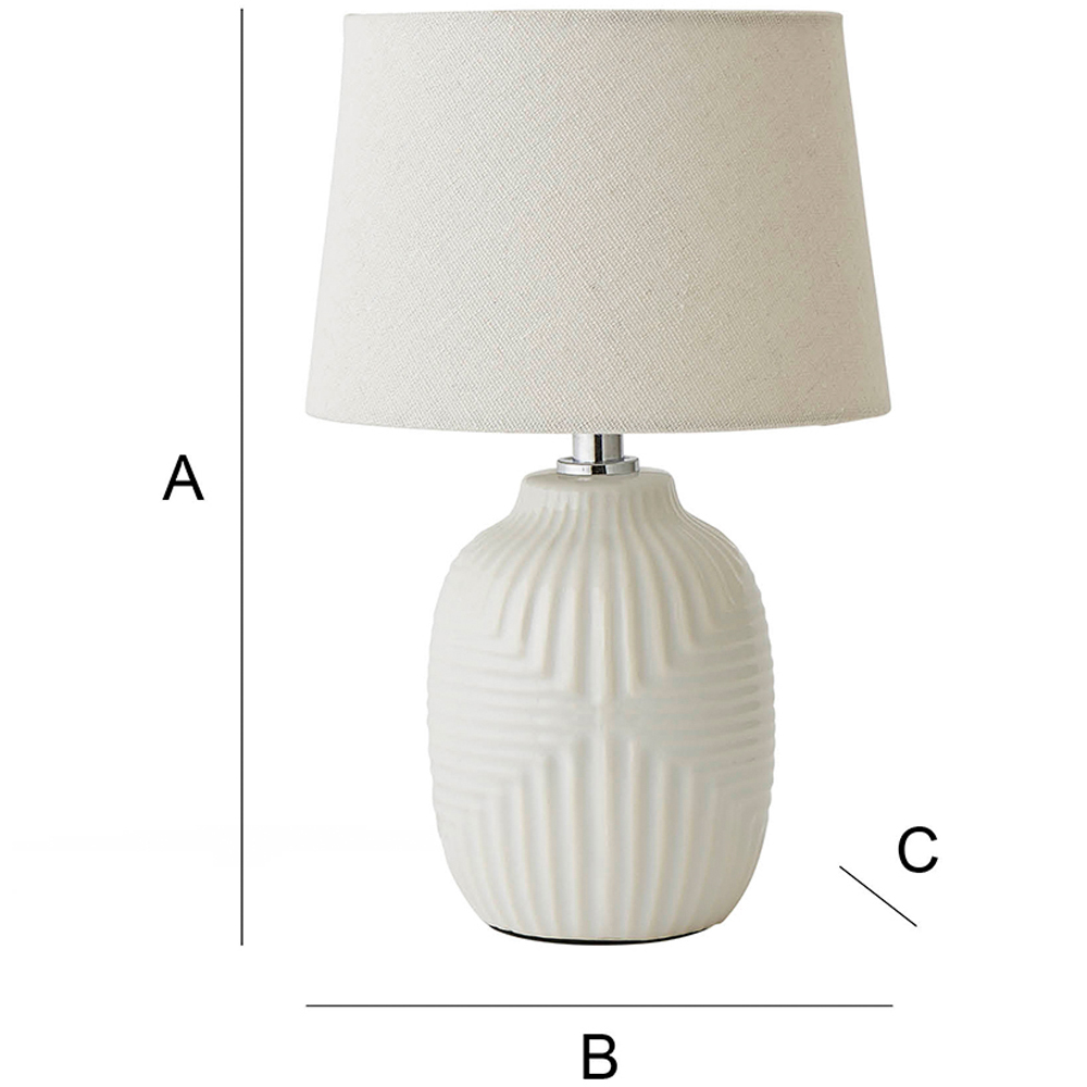 ValueLights Harrison Taper Shade White Geo Ribbed Pattern Gloss Small LED Table Lamp Image 8
