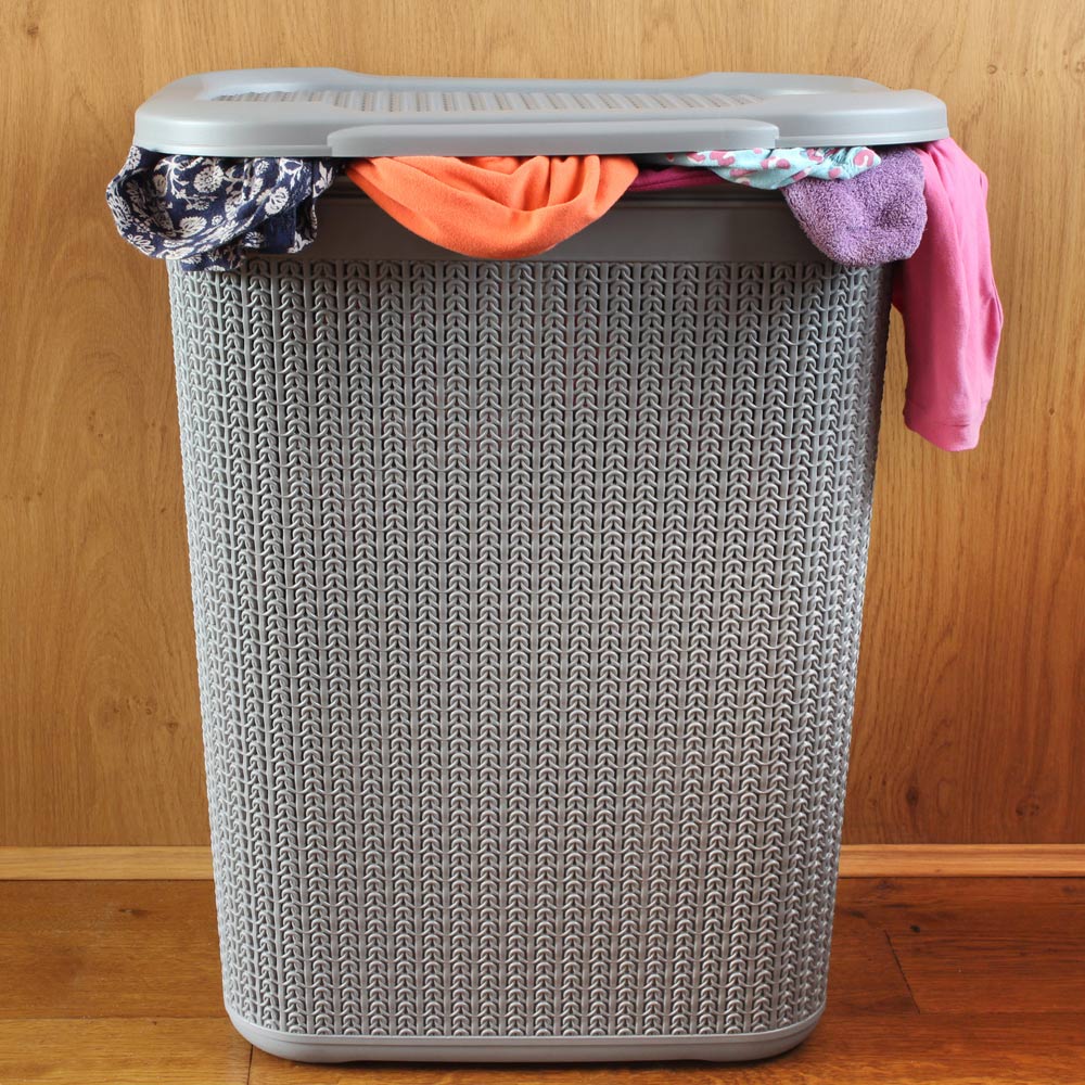 JVL Loop Grey Laundry Basket Grey 50L Image 2