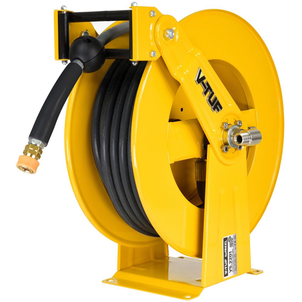 V-TUF Retractable Powder Coated Steel tufREEL and Black Washflex Hose MSQ Kit 20m Image 1