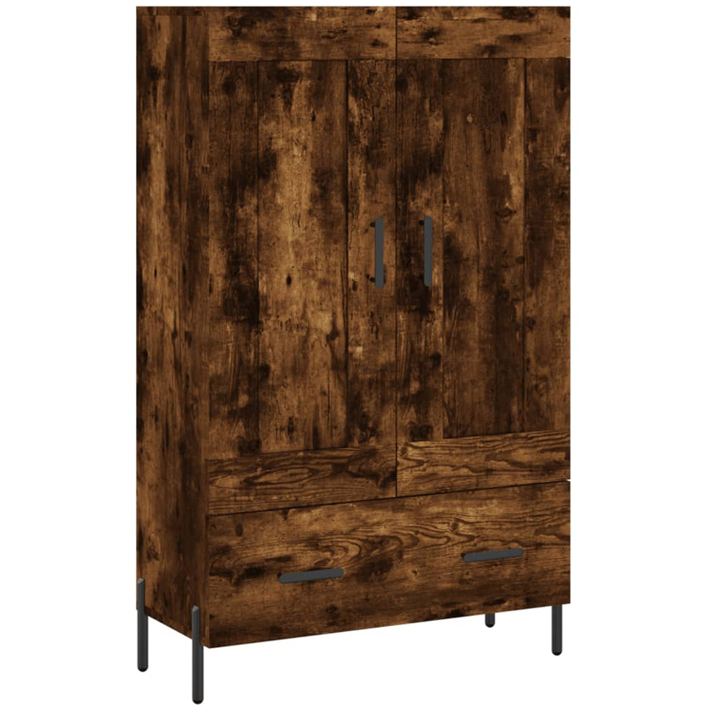 vidaXL 2 Door Single Drawer Smoked Oak Highboard Image 2