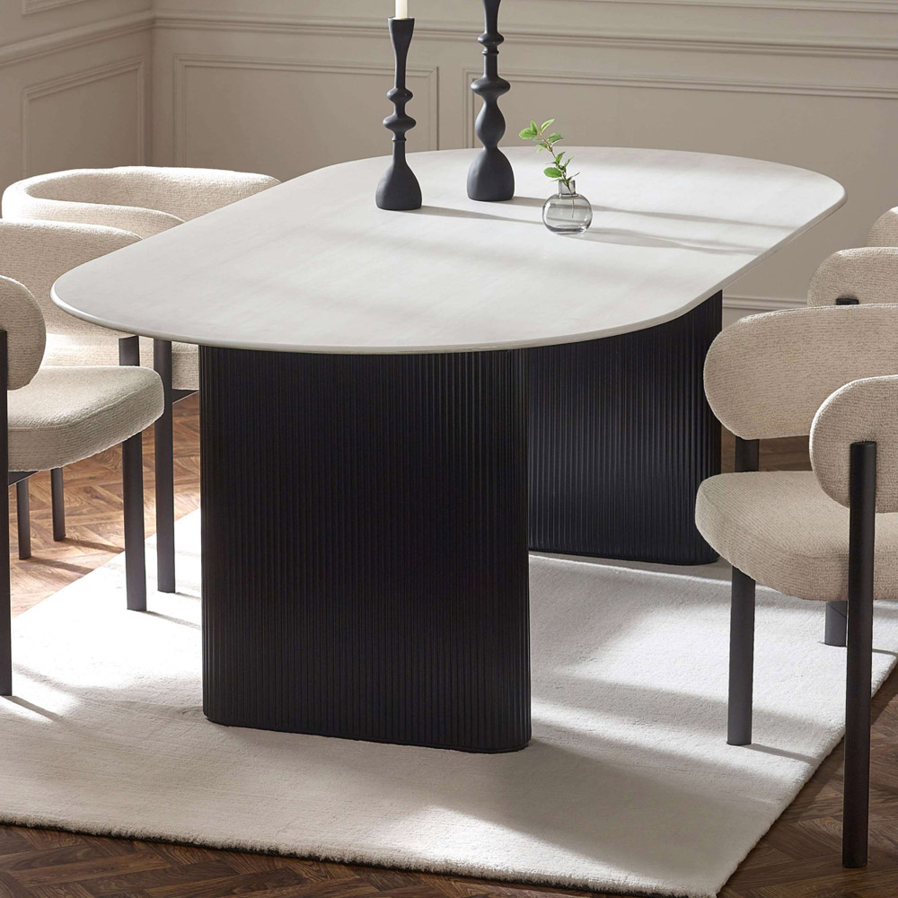 Julian Bowen Bolivia 6 Seater White Stone Effect Oval Dining Table Image 8