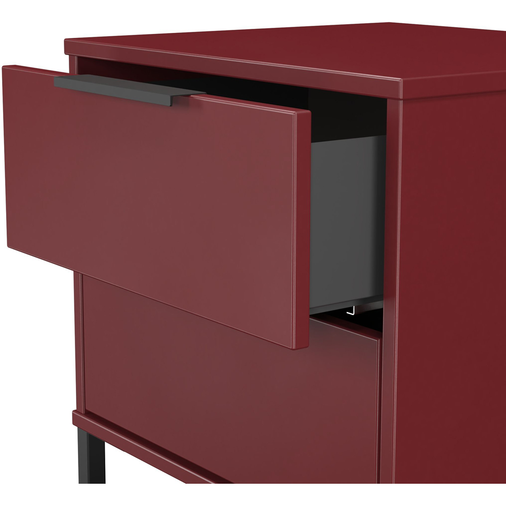 Crowndale Hong Kong 2 Drawer Matt Red and Black Compact Bedside Cabinet Ready Assembled Image 6