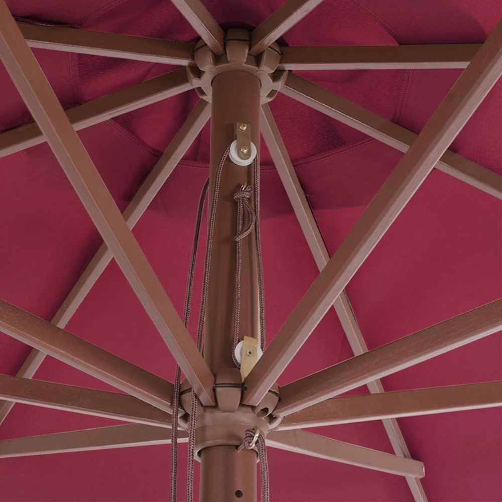 vidaXL Red Garden Parasol with Wooden Pole 3.5m Image 3