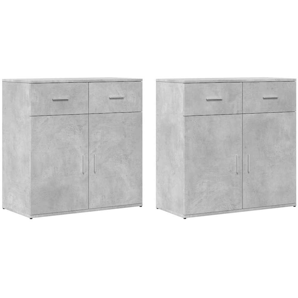 vidaXL 2 Door 2 Drawer Concrete Grey Sideboard 2 Pack Image 2