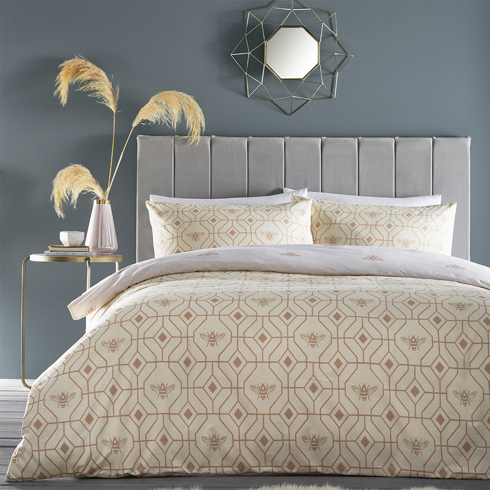 furn. Bee Deco Double Champagne Duvet Set Image 1
