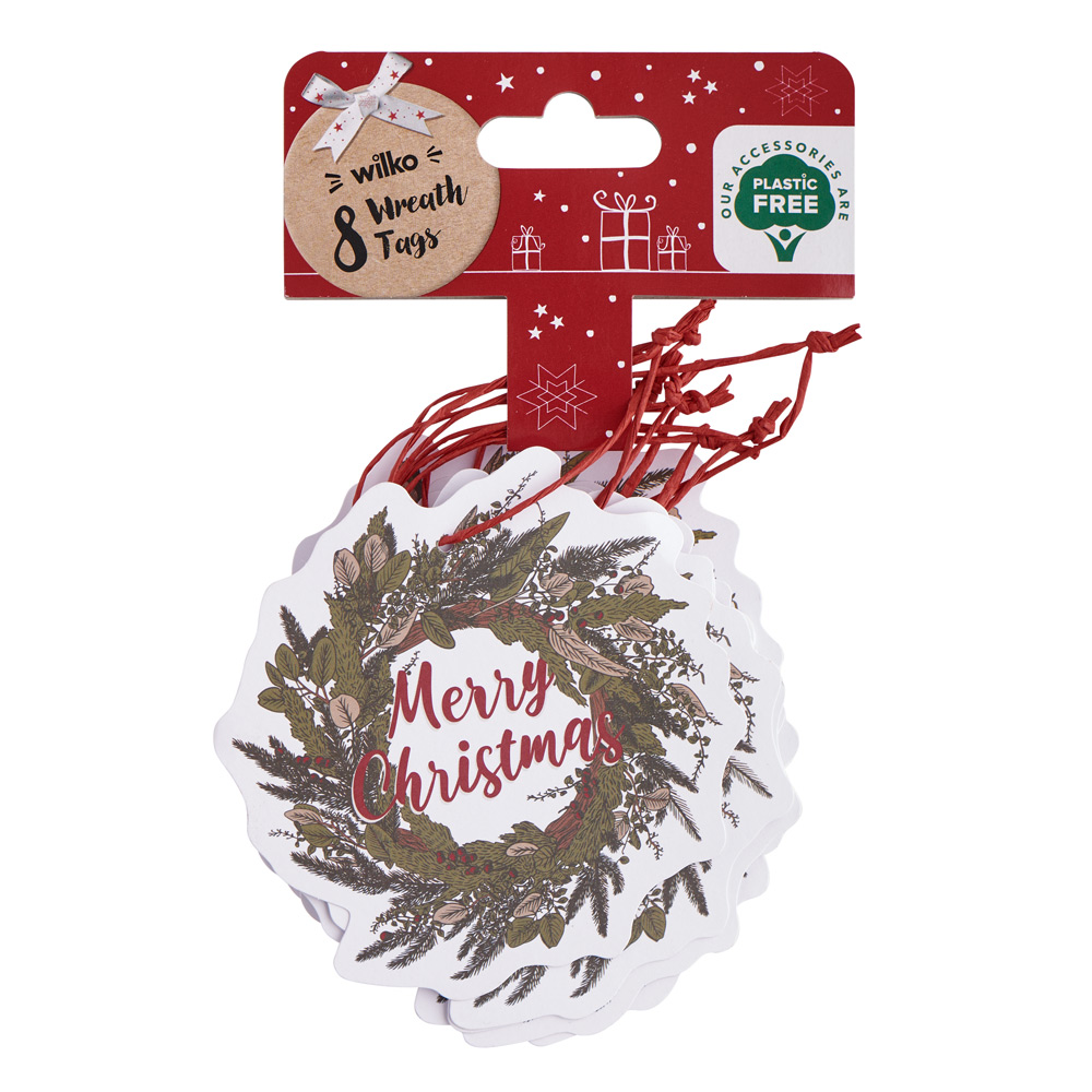 Wilko Winter Fables Wreath Tag 8 Pack Image 1
