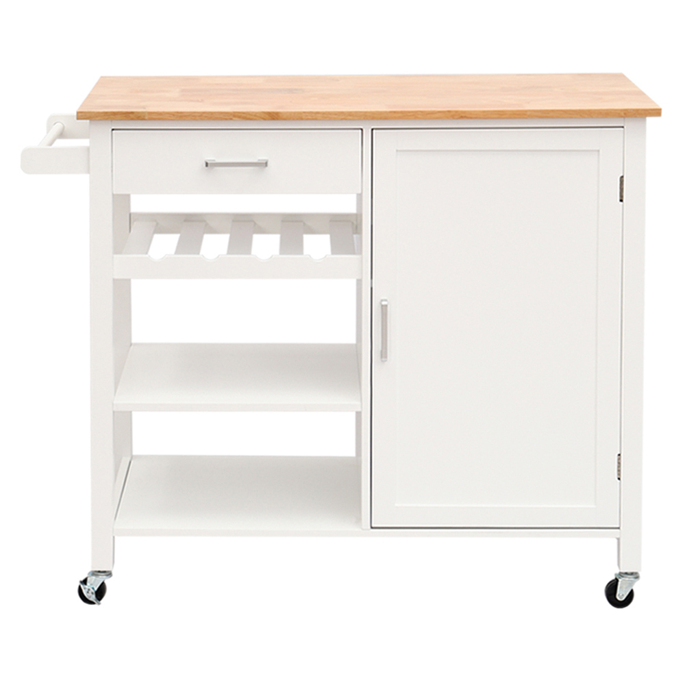 Living and Home Wooden Rolling Kitchen Island Trolley Image 3