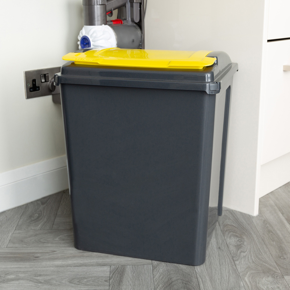 Wham 3 Piece 50L Plastic Recycle Bin Graphite/Asst Red/Green/Yellow Lids Image 4