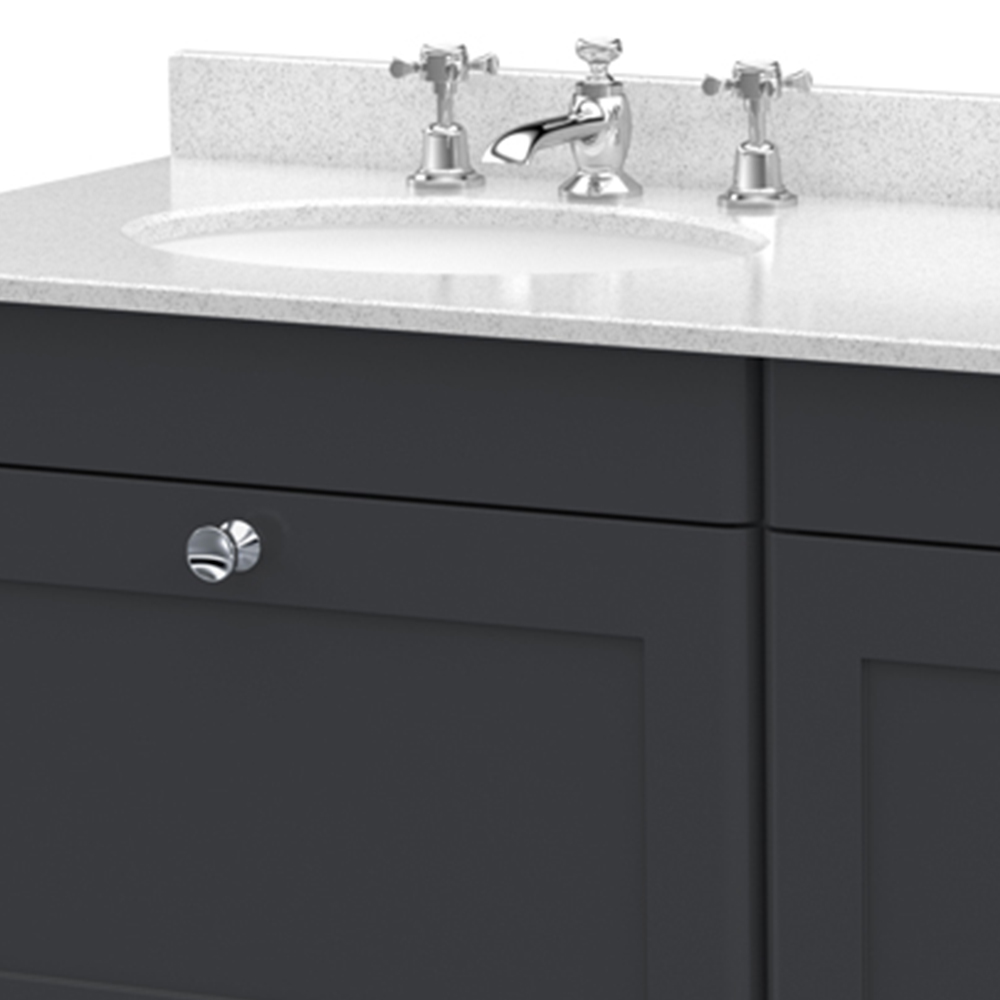 nuie Classique 2 Drawer Soft Black and White Wall Hung Unit and 3 Tap Hole Marble Basin 1200mm Image 2
