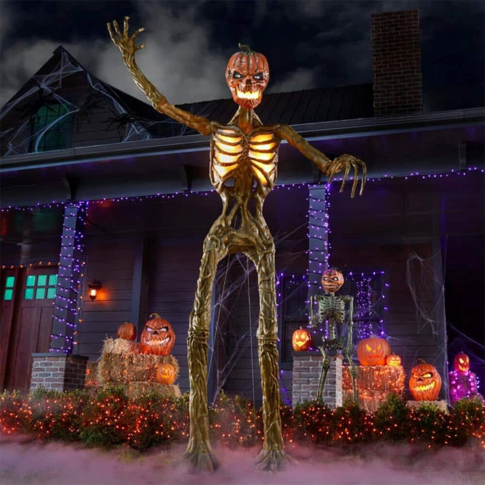 Home Accents LCD Standing Inferno Pumpkin Skeleton Halloween Decoration 12ft Image 2