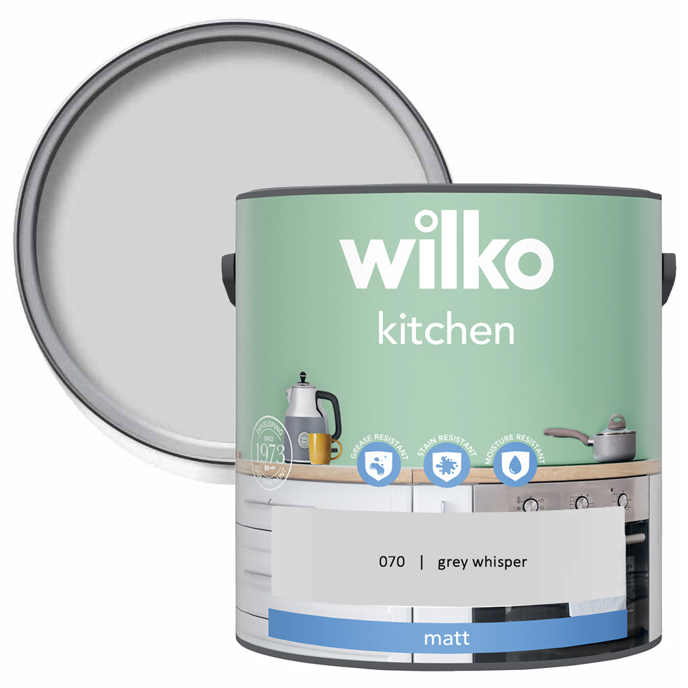 Wilko Kitchen Grey Whisper Matt Emulsion Paint 2.5L Image 1
