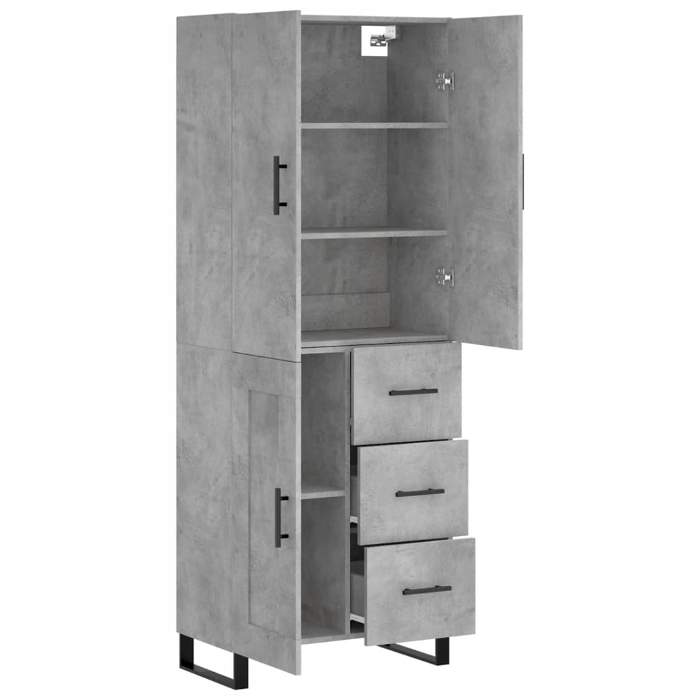 vidaXL 3 Door 3 Drawer Concrete Grey Highboard Image 4