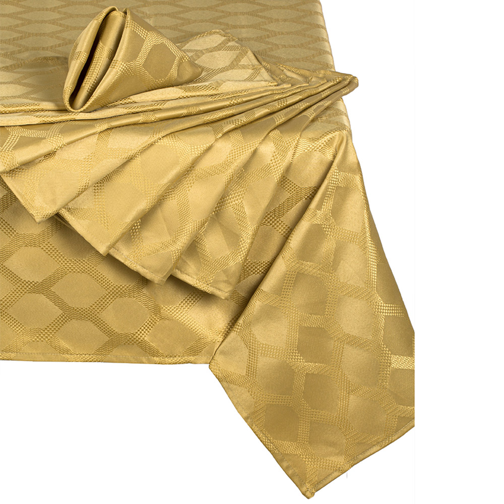 Waterside Geo Gold 9 Piece Tablecloth Set Image 1