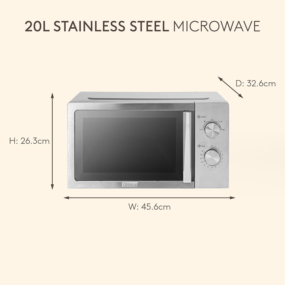 Haden 214638 Stainless Steel 20L Manual Microwave 800W Image 9