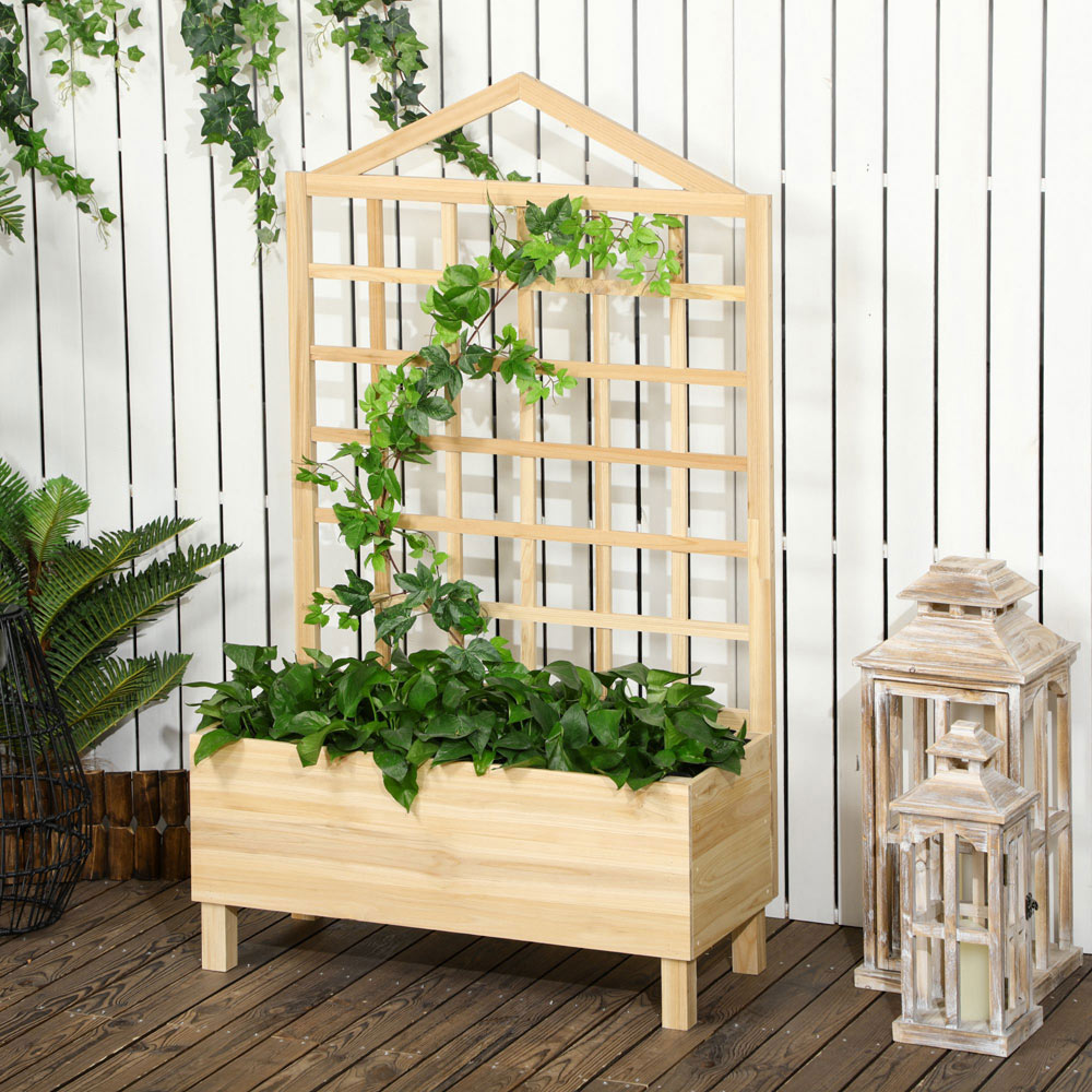 Outsunny Garden Planters with Trellis Image 2