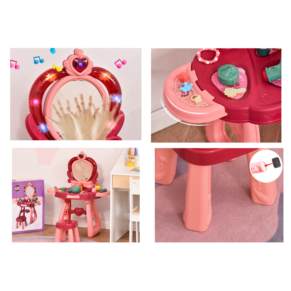 HOMCOM Kids Princess Design Dressing Table Play Set Image 3