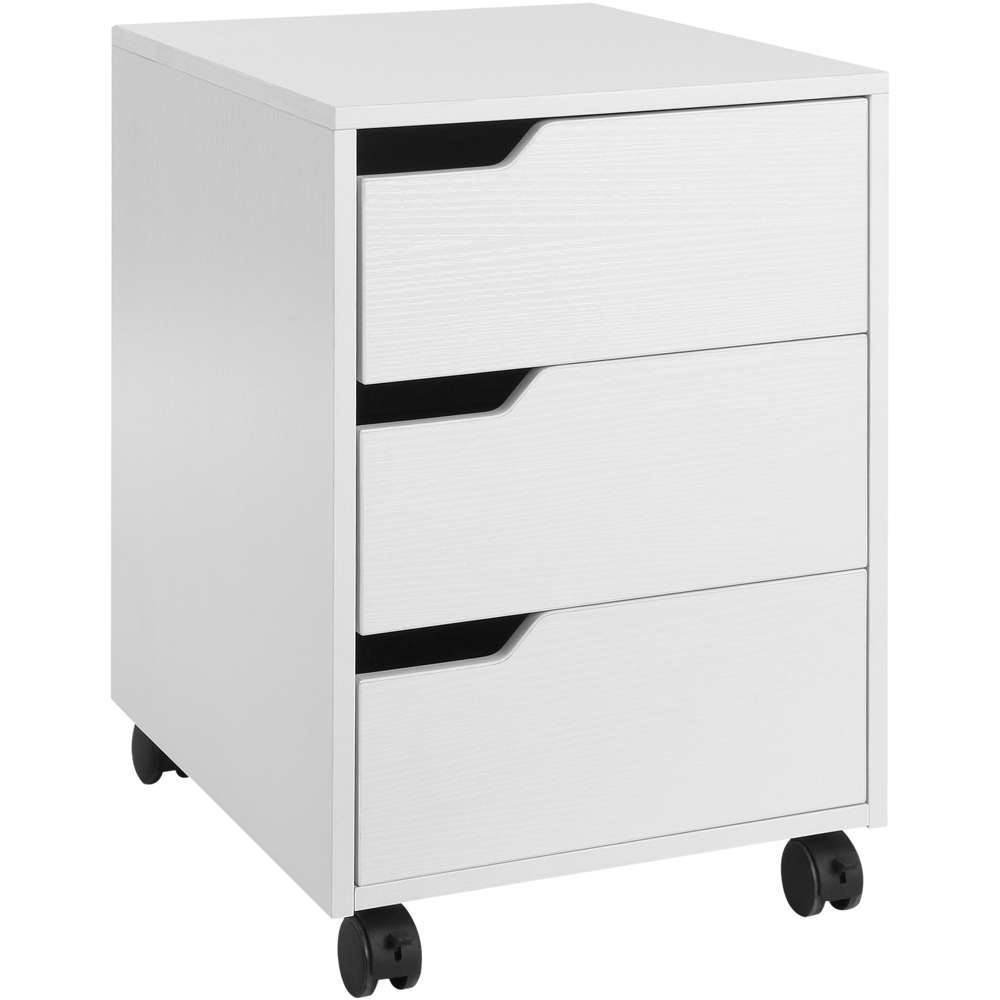 HOMCOM 3 Drawer White File Cabinet with Wheels Image 2