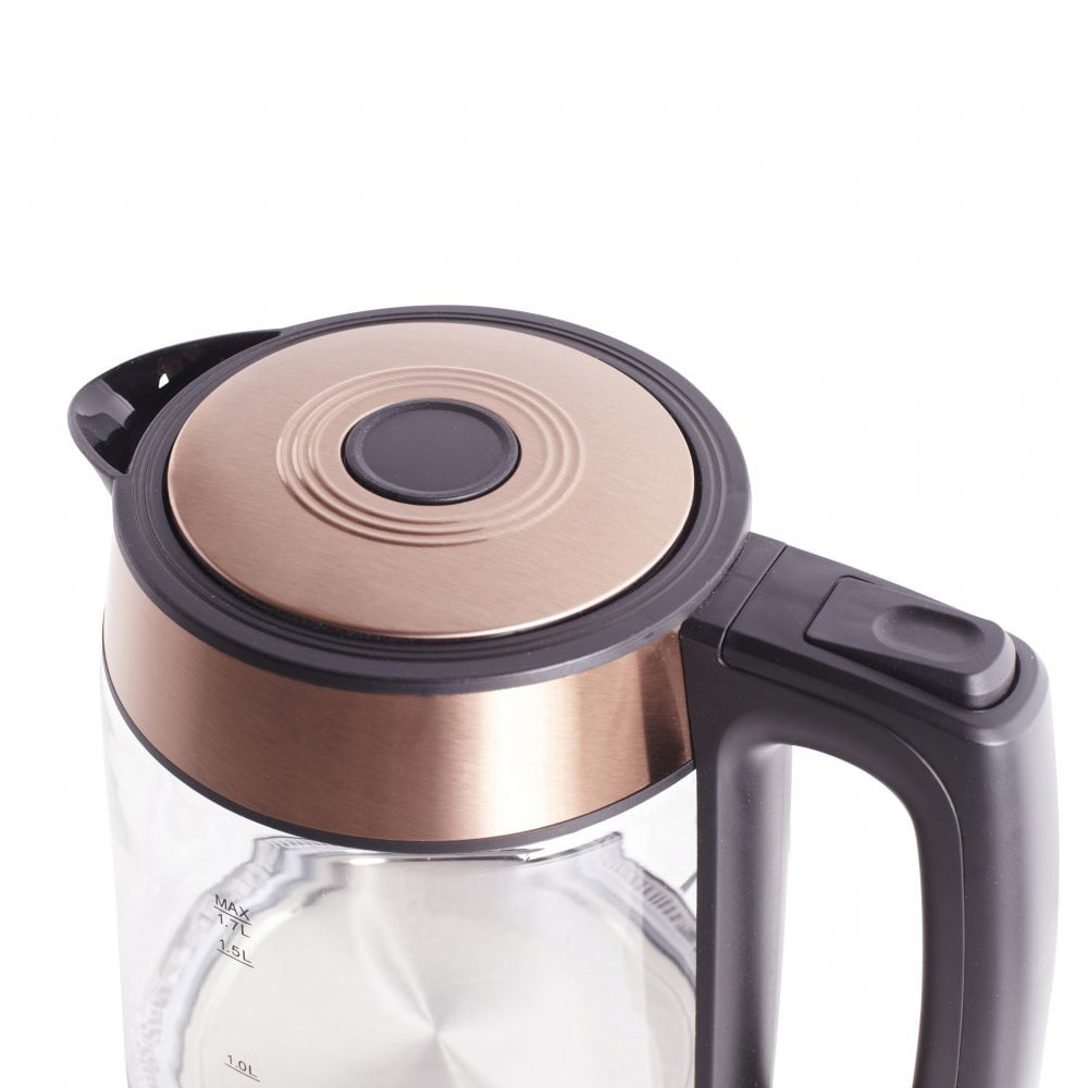 Neo Copper Cordless Nordic Illuminated Glass Kettle Wilko